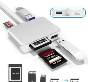 Upgraded Version XQD Card Reader USB 3.0 SD(HC/XC) TF Reader With USB3.0x2 Fast Speed Up to 5Gbps Compatible With Sony G&M Series XQD and TF/SD/SDHC Cards for Windows/Mac OS