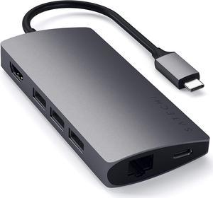 Satechi USB C Hub Multiport Adapter V2 - USB C Dongle - 4K HDMI (60Hz), 60W USB C Charging, GbE, SD/Micro Card Readers, USB 3.0 - USBC Hub for MacBook Pro/Air M1 M2 - Space Gray