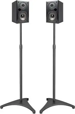 PERLESMITH Speaker Stands Height Adjustable 30-44 Inch with Cable Management, Hold Satellite Speakers and Small Bookshelf Speakers up to 8lbs -1 Pair
