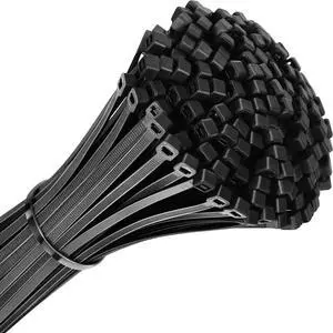 200pcs Zip Ties 8 Inch Black Heavy Duty Zip Tie 50lb Strength Cable Ties Industrial Nylon Wire Tie Wraps for Garage and Workshop.