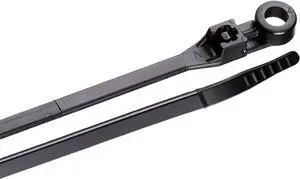 48-308UVB Mounting Cable Tie 8 inch 50 lb Electrical Wire and Cord Management Nylon Zip Tie 100 Pk UV Resistant Black