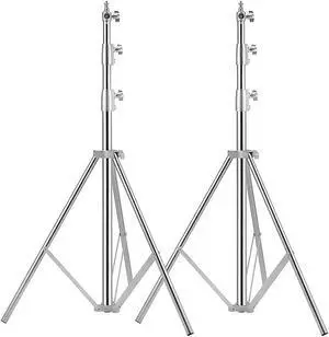 Stainless Steel Heavy Duty Light Stand Photography Studio Video Lighting Stands, Spring Cushioned Heavy Duty Tripod Stand, 9.5ft/2.8m, 2 Packs Professional Photography Studio Stands