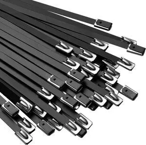 Black Zip Ties Made of Metal 19.7 in Premium Heavy Duty Stainless Steel Wire Multifunctional Locking Exhaust Wrap Flexible Durable 30 PCS