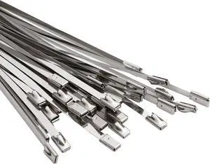 Metal Zip Ties 15.8 Inch Premium Heavy Duty Stainless Steel Wire Multifunctional Locking Exhaust Wrap Flexible Durable 30 Pcs