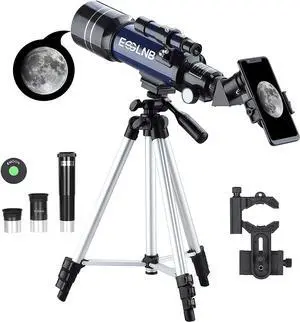 Telescope for Adults, 70mm Aperture Refractor Telescopes (15X-180X) for Astronomy Beginners, Portable Travel Telescope with Phone Adapter & Adjustable Tripod