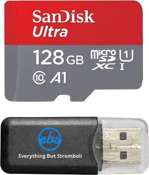 Sandisk Micro SDXC Ultra MicroSD TF Flash Memory Card 128GB 128G Class 10 works with Go Pro Hero 4 Hero Session Gopro 4 w/ Everything But Stromboli Memory Card Reader