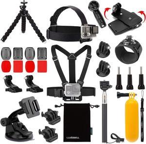 Luxebell Accessories Kit for AKASO EK5000 EK7000 4K WiFi Action Camera GoPro Hero 12 11 10 9 8 7 6 5/Session 5/Hero 4/3+/3/2/1 Max Fusion SJ4000 SJ5000 (14-in-1)