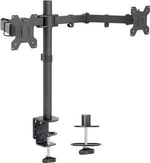 Dual LCD LED 13 to 27 inch Monitor Desk Mount Stand Heavy Duty Fully Adjustable Fits 2 Screens STAND-V002