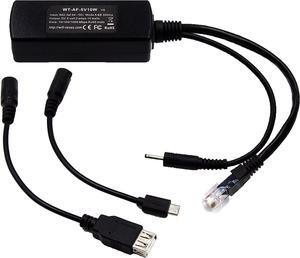 PoE Texas PoE Power Adapter for USB-A and Micro-USB Compatible Devices Including Apple Cables for POS, Digital Signage, & More - 802.3af POE to 5 Volt Splitter - Extends Power Delivery Up to 328 Feet