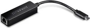 TRENDnet TUC-ETG, USB Type-C to Gigabit Ethernet LAN Wired Network Adapter for Windows Compatible with Windows 10, Energy Saving, 5 inch length, Black