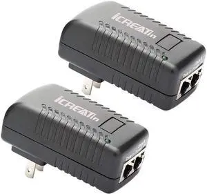 2-Pack Wall PoE Injector Power Over Ethernet Adapter 802.3af 48V 24W 0.5A for Security IP Cameras IP Phones, 10/100Mbps