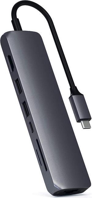 Satechi USB C Hub Multiport Adapter, USB C Docking Stationing Station with 4K HDMI, 60W USB C PD Charging, 2 USB-A, Ethernet, Micro/SD Card Readers, for MacBook Pro/Air M1 M2 M3, Windows - Space Gray