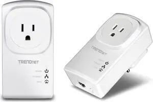 Powerline 500 AV Nano Adapter Kit with Built-in Outlet Power Outlet Pass-Through Includes 2 x TPL-407E Adapters Plug & Play Ideal for Smart TVs Gaming White TPL-407E2K