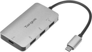 Targus USB-C Multi-Port Hub with 3X USB-A Ports and 1x USB-C Port with 100W PD Pass-Thru, Gray (ACH229USZ)