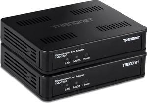 TRENDnet Ethernet Over Coax MoCa 2.5 Adapter (2-Pack), TMO-312C2K, Backward Compatible with MoCA 2.0/1.1/1.0, RJ-45 Gigabit LAN Port, Supports Net Throughput up to 1Gbps, Support up to 16 Nodes, Black