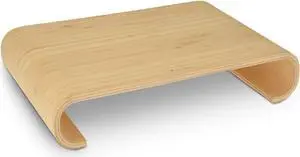 Navaris Wood Monitor Stand Riser - Computer Desk Organizer Desktop Dock Wooden Mount Display for PC TV Screen Notebook Laptop - Bamboo