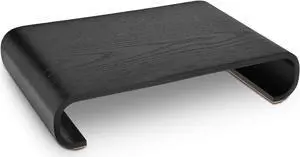 Navaris Wood Monitor Stand Riser - Computer Desk Organizer Desktop Dock Wooden Mount Display for PC TV Screen Notebook Laptop - Oak with Black Stain