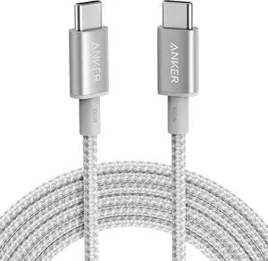 USB C to USB C Cable Type C Charging Cord Fast Charge(10FT 100W) for iPhone 16/16 pro MacBook and More(USB 2.0 Silver)