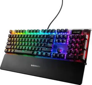 SteelSeries Apex 7 Mechanical Gaming Keyboard  OLED Smart Display  USB Passthrough and Media Controls  Linear , Quiet  RGB Backlit (Red Switch)