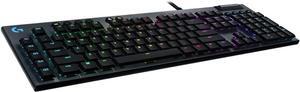 G815 LIGHTSYNC RGB Mechanical Gaming Keyboard with Low Profile GL Clicky key switch, 5 programmable G-keys, USB Passthrough, dedicated media control - Clicky,Black