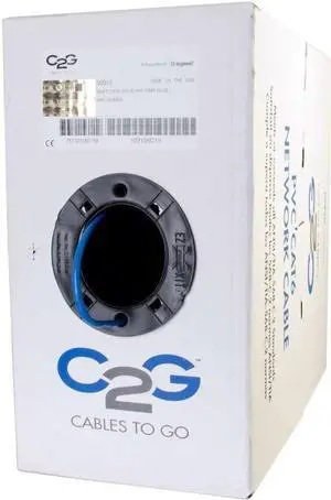 C2G 56015 Cat6 Bulk Cable - Unshielded Ethernet Network Cable with Solid Conductors, Riser CMR-Rated, TAA Compliant, Blue (500 Feet, 152.4 Meters) (Made in the USA)