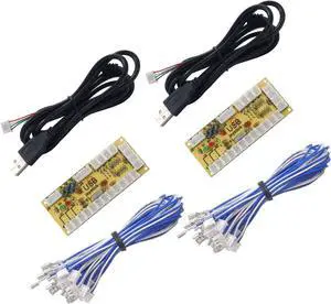 SJJX 2 Player HAPP Style Zero Delay Generic Game Controller USB to Joystick for MAME & Raspberry Pi 1/2/3 RetroPie DIY Projects SJJX 2 Player HAPP Style Zero Delay Generic Game Controller USB to Joystick for MAME & Raspberry Pi 1/2/3 RetroPie DIY Projects