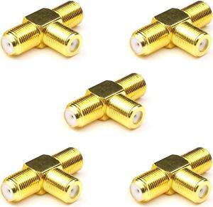 F Female Connectors F Type Coaxial Splitter F Female to Female Splitter F type Coax Cable Adapters for TV Video VCR Antenna TV Cable Satellite Tuner Antenna 5Packs
