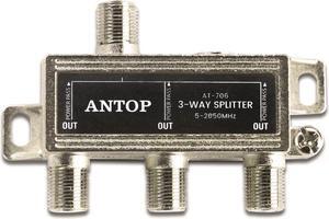 ANTOP 3 Way Antenna Coaxial Splitter, TV Signal Splitter 2GHz- 5-2050MHz - Low-Loss RF Splitter for TV and Satellite AT-706, Welcome to consult