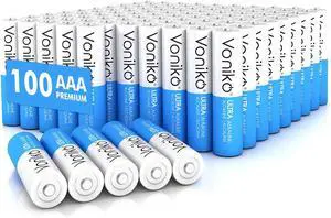 Voniko - Premium Grade AAA Batteries -100 Pack - Alkaline Triple A Battery - Ultra Long-Lasting, Leakproof 1.5v Batteries - 10-Year Shelf Life