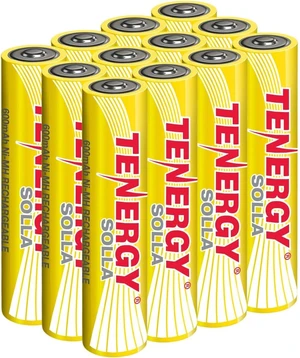 Tenergy Solla AAA Rechargeable NiMH Battery, 600mAh Solar Batteries for Outdoor Solar Lights, Patio Lights, Anti-Leak, 5+ Years Performance, 12 Pack, UL Certified Tenergy Solla AAA Rechargeable NiMH Battery, 600mAh Solar Batteries for Outdoor Solar Lights, Patio Lights, Anti-Leak, 5+ Years Performance, 12 Pack, UL Certified