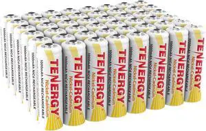 Tenergy Rechargeable NiCd Battery 1000mAh 1.2V AA Battery Pack for Solar Lights, Garden Lights, 48 Pack