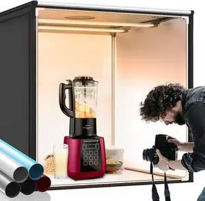 FOSITAN Bi-Color Dimmable Photo Light Box Kit, 32x32 inch/80x80 cm Photo Studio Photography Photo Box Kit 2 Led Light Bars 252 LED Light Beads Tabletop Professional Shooting Tent with 5 Backdrops