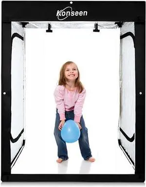 Professional Large Photo Light Box Photography Studio 47"x32"x63" LED Dimmable Shooting Tent Continuous Lighting Cube Softbox for Portrait Clothing Photography with 3 Color Backdrops Black