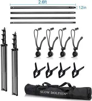 10 x 10Ft Photo Video Studio Heavy Duty Adjustable Muslin Backdrop Stand Background Support System Kit for Photography with Carrying Bag 8 Pcs Clip Clamps