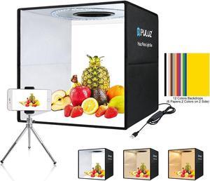 Photo Box 16" x 16" Quick Install Foldable Portable Studio Kit with Soft Light Cloth Professional Photography Equipment Adjustable White Light, Soft Light, Warm Light (16 x 16 inch)