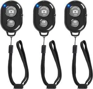 Wireless Remote Shutter for Cellphones and Tablets (3 Pack), AOQIYUE Bluetooth Remote for iPhone/Android Camera Control, Selfie Clicker for Photos and Videos - Wrist Strap Included