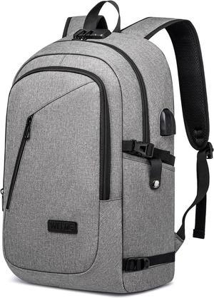 Large Travel Laptop Backpack Water Resistant Anti-Theft 17inch Laptop Bag with USB Charging Port and Lock,Big Business Backpack for Men and Women, Durable Big Capacity Heavy Duty Computer Bag,Grey