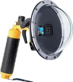 Dome Port for GoPro Hero 13/12/11/10/9 Black, 147 Feet Underwater Water Dome Lens with Waterproof Housing Case, Floating Hand Grip, Trigger for Underwater Photography