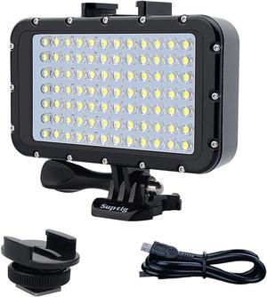 Suptig Underwater Lights Dive Light 84 LED High Power Dimmable Waterproof LED Video Light Waterproof 164ft(50m) for Gopro Canon Nikon Pentax Panasonic Sony Samsung SLR Cameras Black