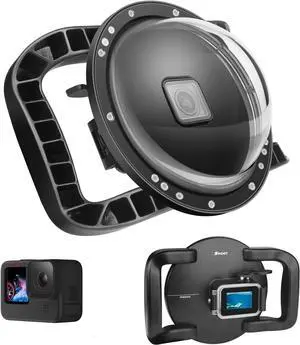 Dome Port for GoPro Hero 13/12/11/10/9 Black - Upgraded Coating Film for Anti-Scratch, Dual Handle Stabilizer Floating Grip, Overall Waterproof Case - Shoot Over Underwater Photos/Videos
