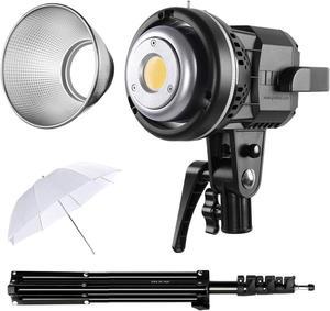 80W CRI97+ 5600K Dimmable LED Video Lights with Bowens Mount Kit Continuous Output Lighting Spotlight for YouTube Vlog Wedding Photography Shooting Light with Reflector