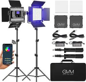 GVM RGB LED Panel Video Light, Photography Lighting with APP Control, 800D Video Lighting Kit for YouTube Studio, Gaming, Streaming, Conference, 8 Kinds of Scene Lights, CRI 97, 2 Packs