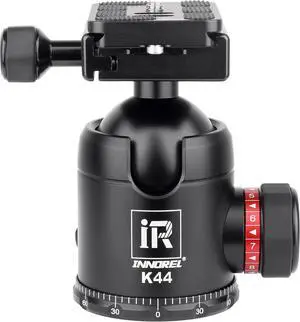 DSLR Camera Tripod Ball Head  K44 Max Load 55lb/25kg 44mm Ball Diameter CNC Aluminum Alloy U-Shaped Groove Design for Easy Switching Into Vertical Mode