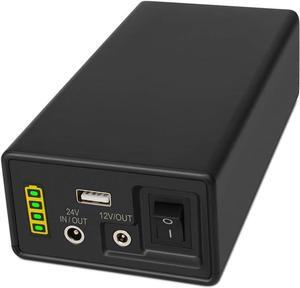 12/24V Lithium ion Battery Pack PB240B2, Rechargeable 35000mAh 129.5Wh Li-ion Batteries with DC 24/12 Volt and 5V USB Output for LED Light Strip, CCTV Camera, Smartphone and more
