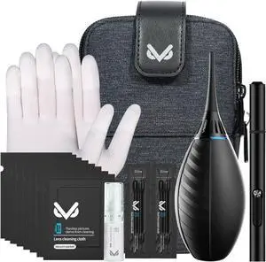 VSGO Professional Camera Cleaning Kit with Portable Bag Air Blower Lens Cleaning Pen Spray Cotton Swab Cloth Compatible with Canon, Nikon, Sony DSLR Cameras and Sensitive Electronics Bundle(VS-A3E) VSGO Professional Camera Cleaning Kit with Portable Bag Air Blower Lens Cleaning Pen Spray Cotton Swab Cloth Compatible with Canon, Nikon, Sony DSLR Cameras and Sensitive Electronics Bundle(VS-A3E)