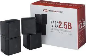Pure Resonance Audio MC2.5B Dual 2.5 Swiveling Surround Sound Mini Cube Speaker (Pair, Black) (Without Brackets)