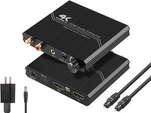 4K@60Hz eARC HDMI Swtich Audio Extractor, NEWCARE 2x1 HDMI Audio Converter  with Remote Control, 7.1CH Atmos/ eARC/ARC/ Optical Toslink SPDIF/ Coaxial/  3.5mm Audio Out, Supports HDCP2.3, HDMI2.0b 