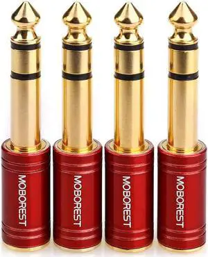4PCS 1/4 Inch to 3.5mm TRS Headphones adapte Upgrade 6.35mm Pure Copper to 1/8 Inch Jack Female Stereo Adapter for Headphone amp adapte etc - Fashion Red