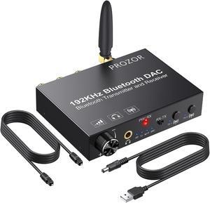 192KHz DAC Bluetooth 5.0 Transmitter & Receiver, aptX HD & Low Latency Audio Adapter, Optical Coaxial to RCA L/R 3.5mm Jack Digital to Analog Converter for TV, Speaker, Headphone