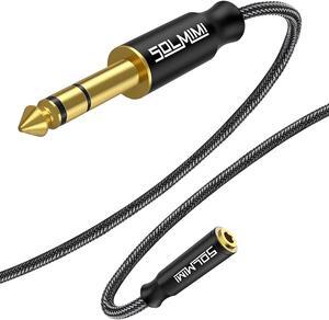 1/4 Headphone Adapter 6.35mm Male to 3.5mm Female Audio Jack Adapter Lossless Stereo Headphone Jack Adapter for Mixer Guitar Piano Amplifier Speaker or More - Matte Black(30cm)